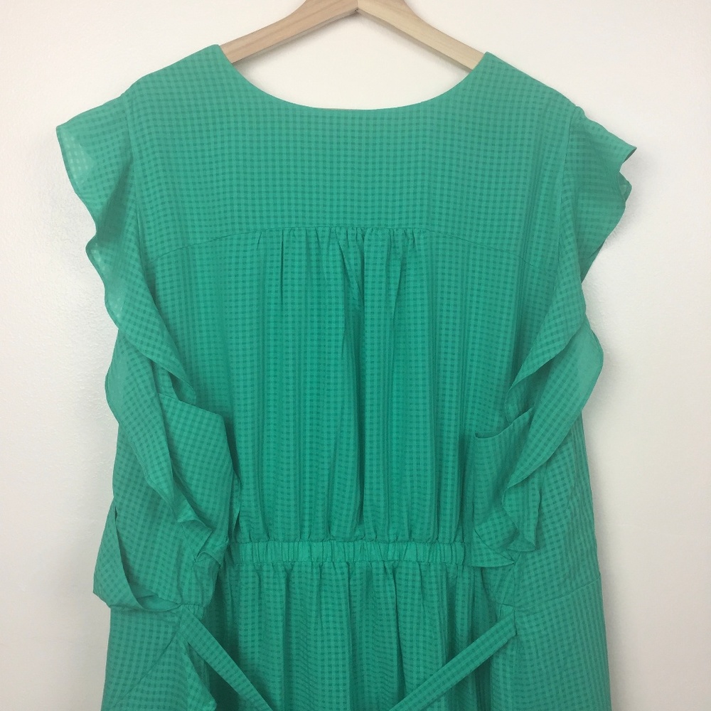 A New Day Green Checkered Faux Wrap Dress Size 4X - Picture 8 of 8